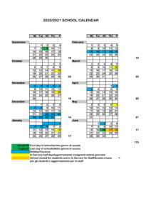 Calendar 2020 2021 International School Of Trieste calendario 2021 unina2